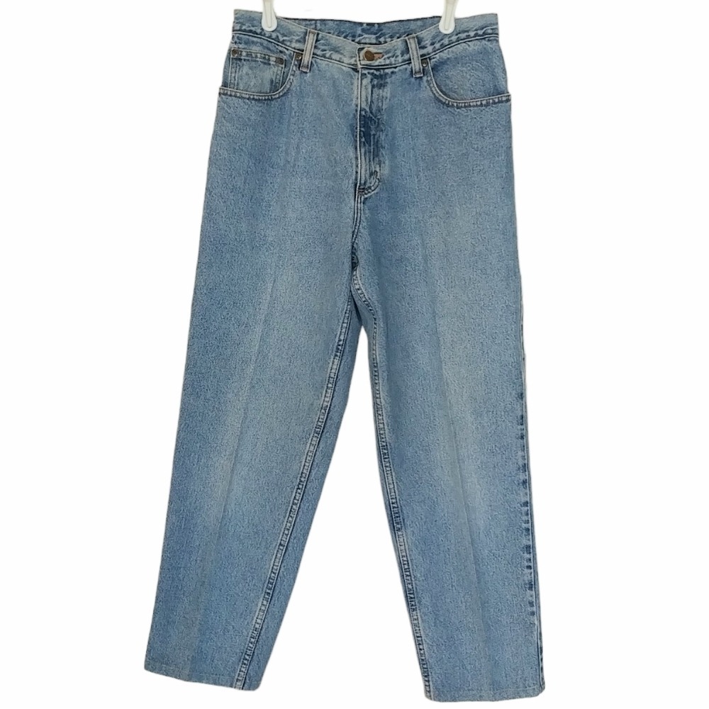 LL Bean Double L Relaxed Fit Women 12R Blue High Rise Tapered Leg Mom Jeans